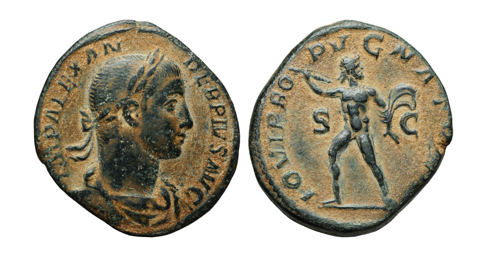 Severus Alexander bronze dupondius with Jupiter reverse