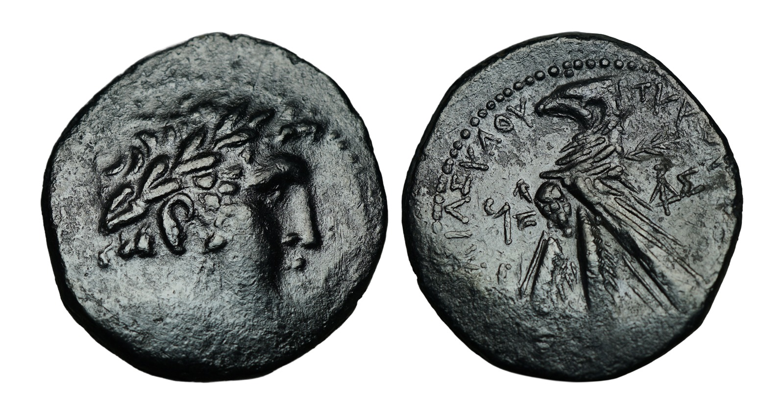 Tyre shekel with dark patina and two monograms